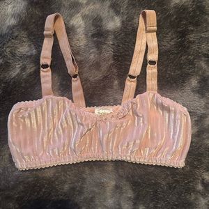 Solstice Intimates Pink Velvet Bralette with Removable Bow